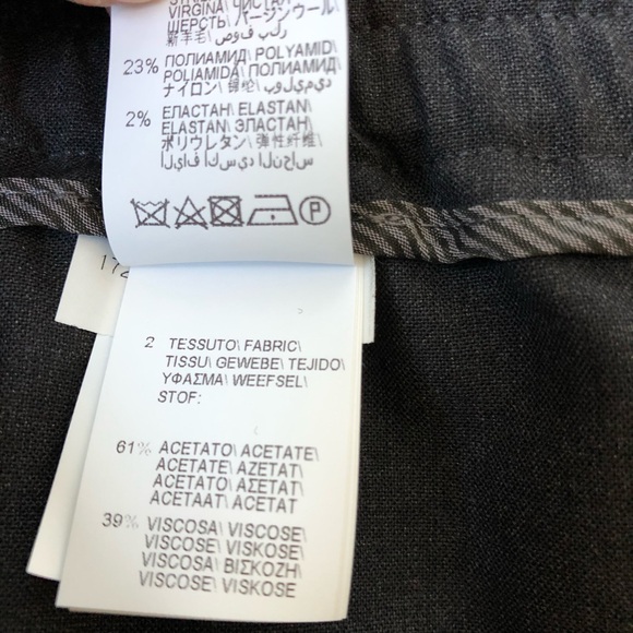 Brunello Cucinelli Wool charcoal black Slip On Pants frost green satin panel US8 - Picture 12 of 16